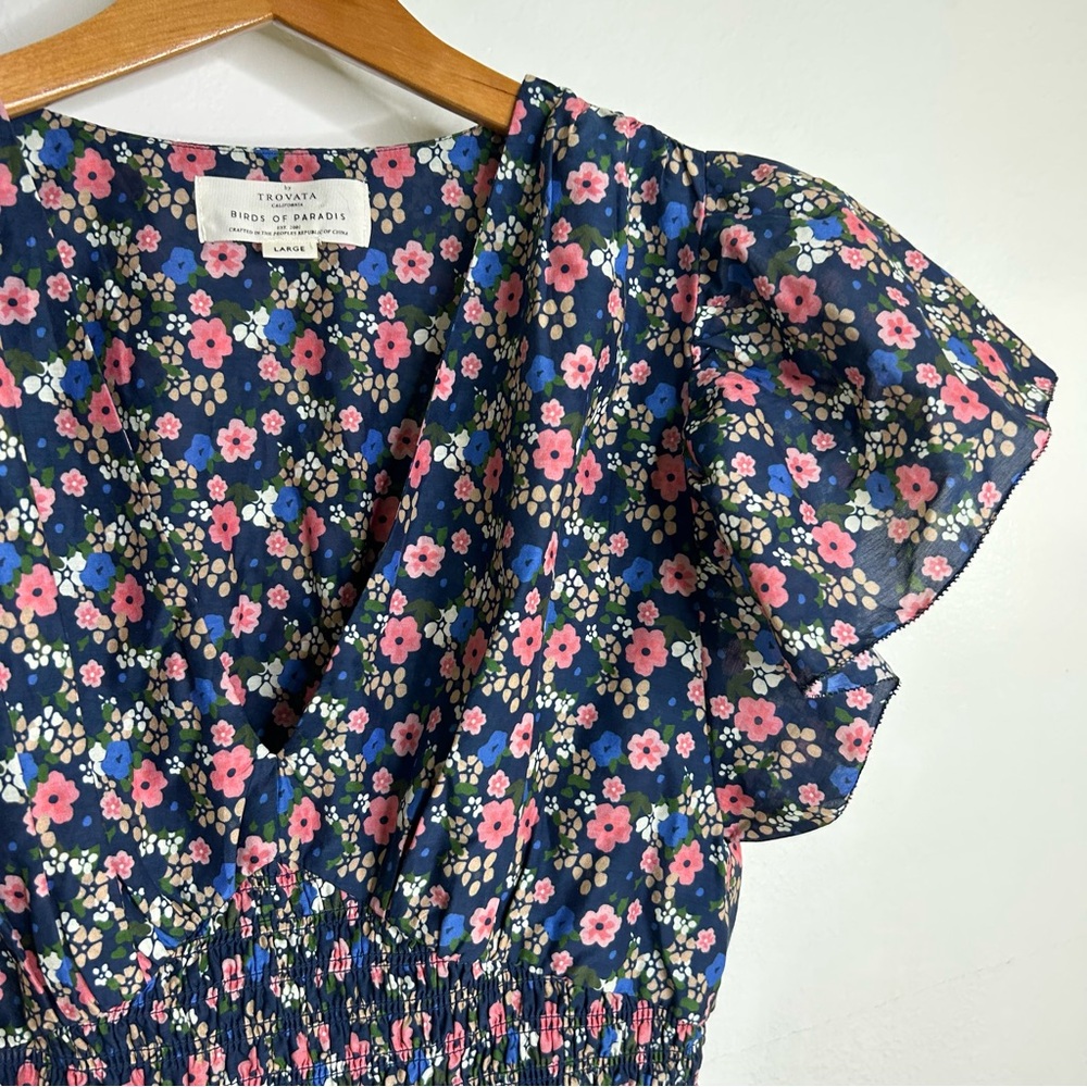 Trovata Paloma Cotton Silk Ruched Blouse Floral in Rolling Hills Size Large - Picture 10 of 15